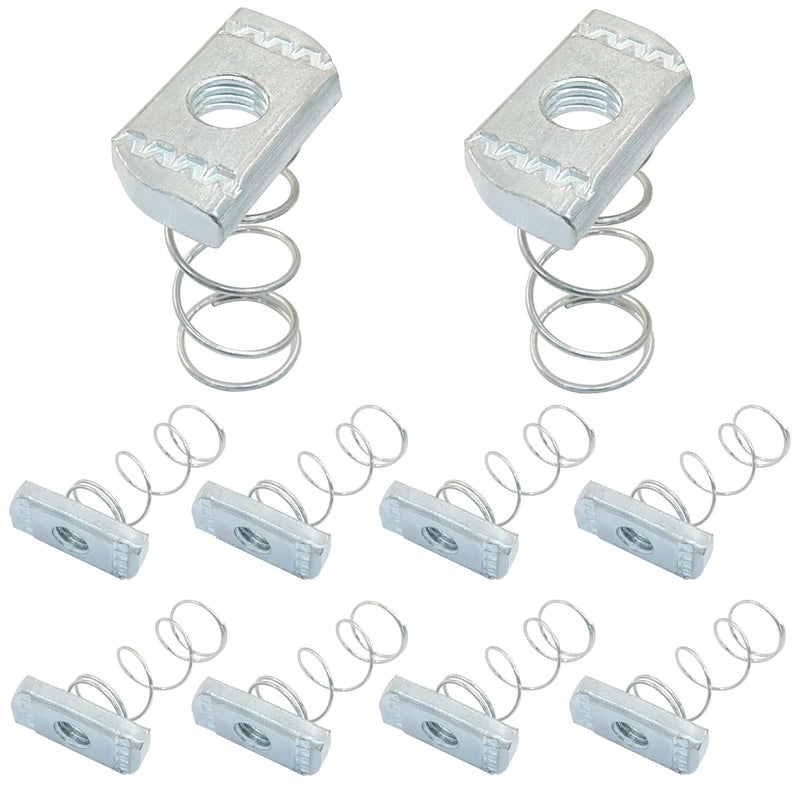 Aracombie 10Pcs Spring Channel Nuts with Zinc Electroplate Finish, M10x8mm Durable Strut Channel Nuts for Secure Fastening and Versatile Use in Metal Conduit Channels - Image 1